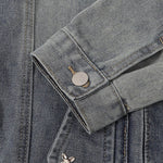 Silver Metal Flower Studs Denim Jacket