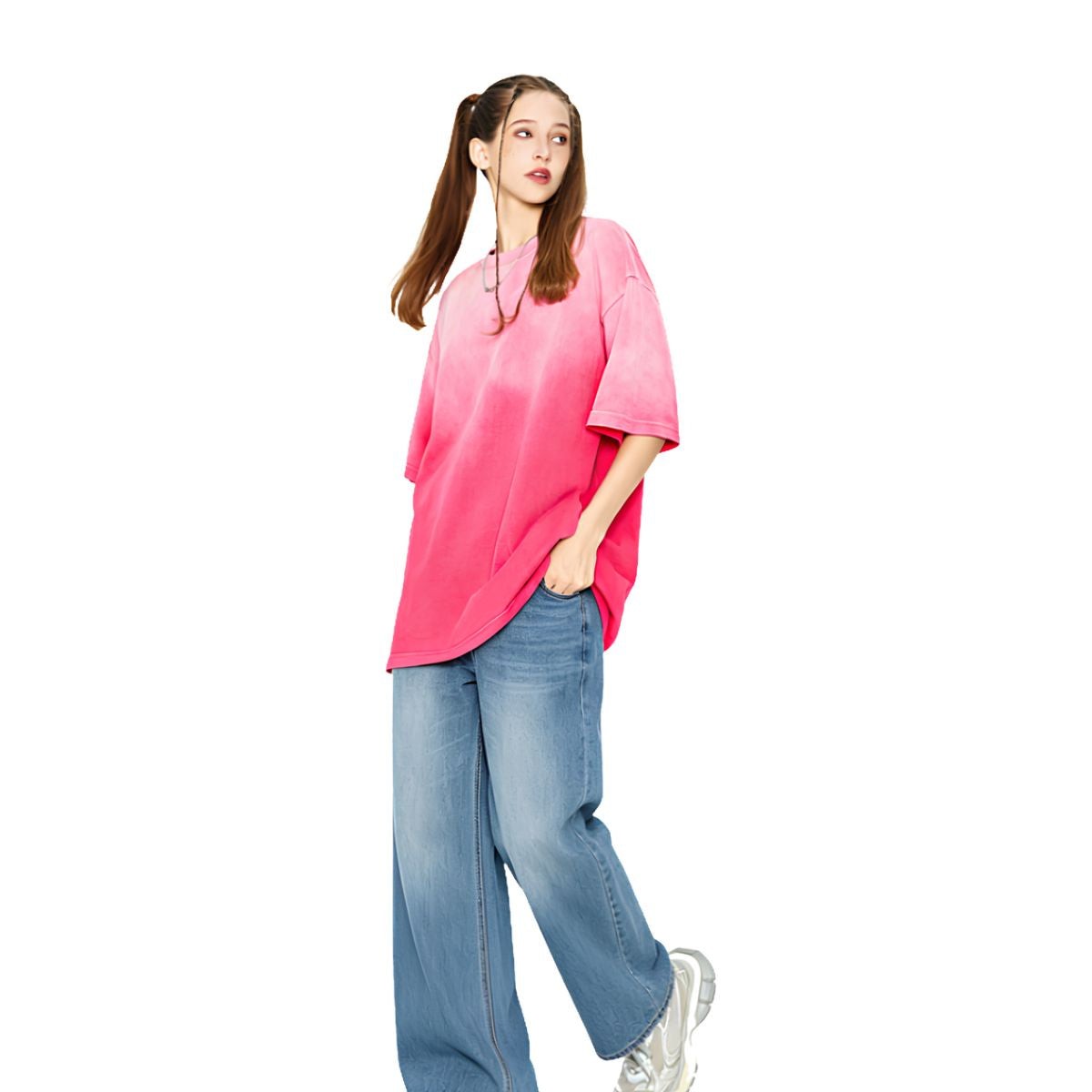 425G Light Wash High-Waisted Wide Leg Jeans