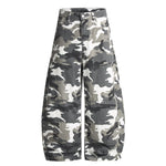 Utility Style Camo Print Wide Leg Cargo Pants
