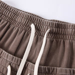 Double Waistband Snow Washed Distressed Shorts