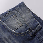 Vintage Wash Whisker Faded Straight Leg Jeans
