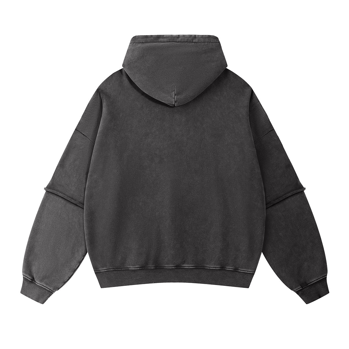 Stone-Washed Mock Two-Layer Hoodie