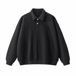 Solid Color Fleece Polo Collar Sweatshirt