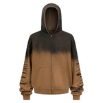 Tiger Stripes Gradient Color Zip Up Hoodie
