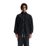 Stand Collar Panel Detail Washed Zip Up Sweatshirt