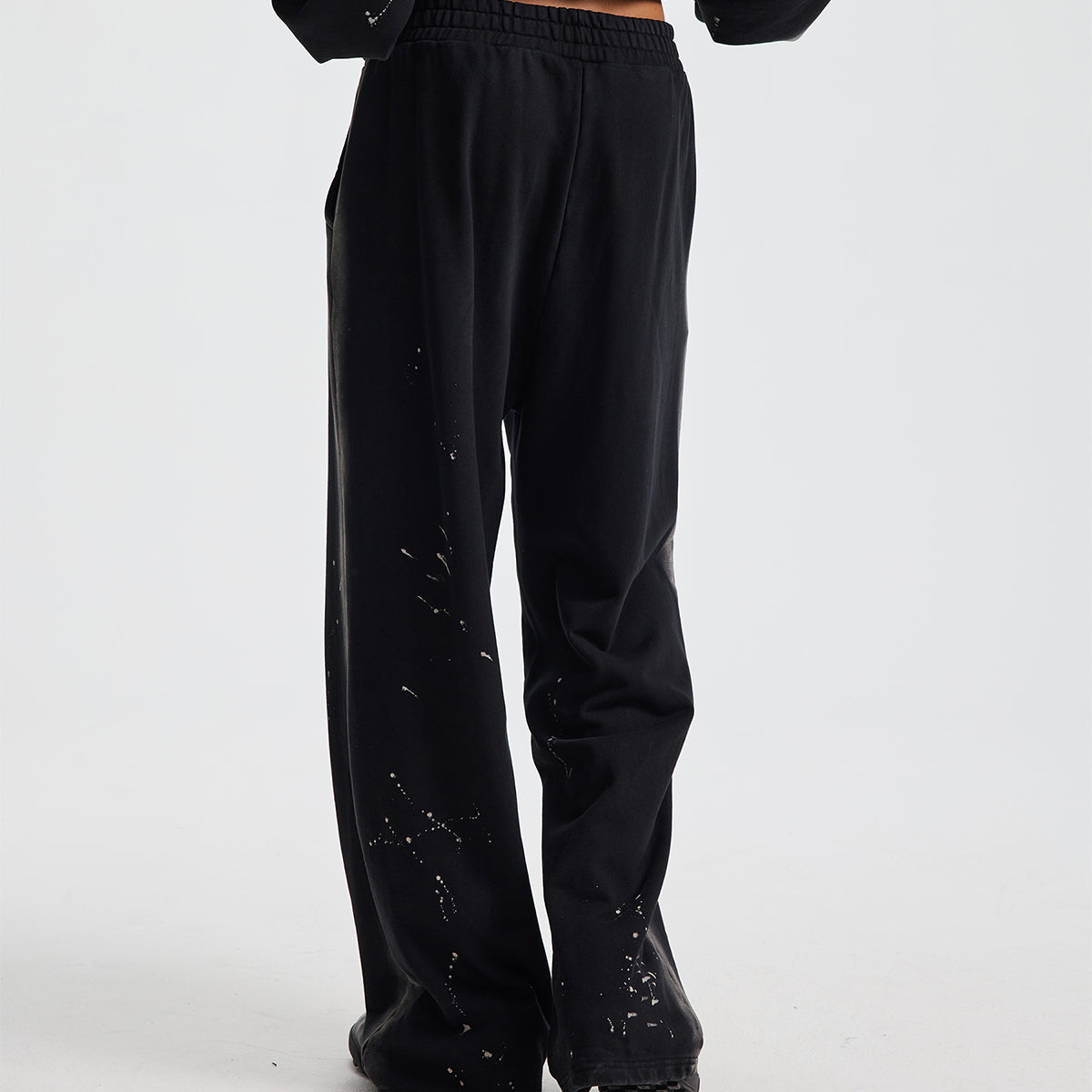 Casual Loose Fit Paint Splatter Elastic Waist Sweatpants