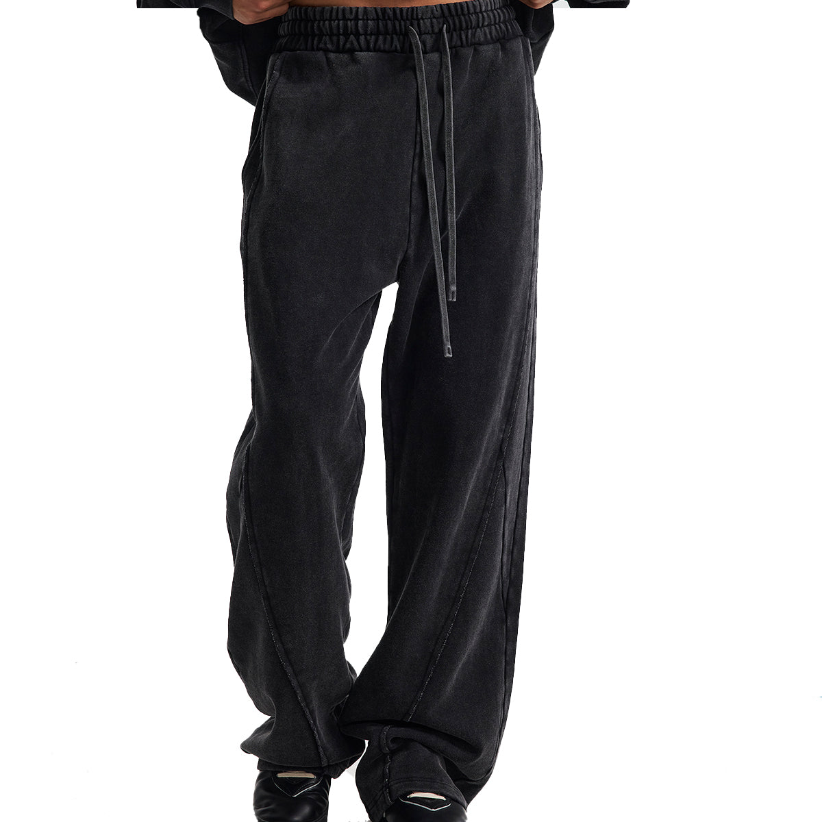 Distressed Washed Patchwork Jogger Pants