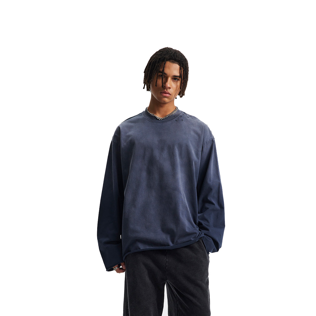 Destroyed Wash Long Sleeve Shirt