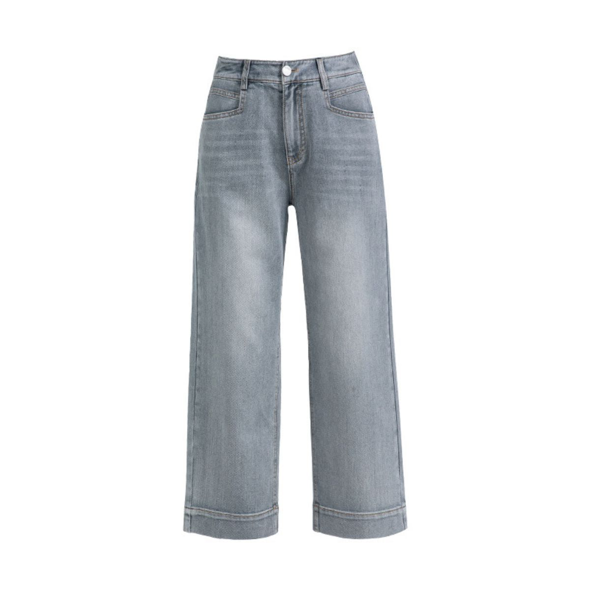 Risen Jeans Straight-Leg Washed Ankle Jeans