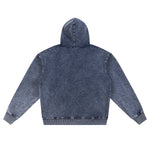 Double Slider Zip Knit Denim Hoodie