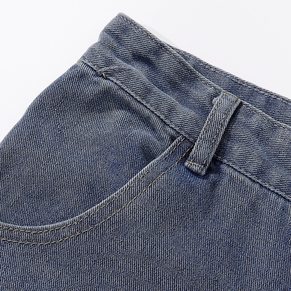 Embroidered Patch High Waist Wide Shorts