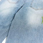 Vintage Slub Embroidered Curved Blade Relaxed Jeans