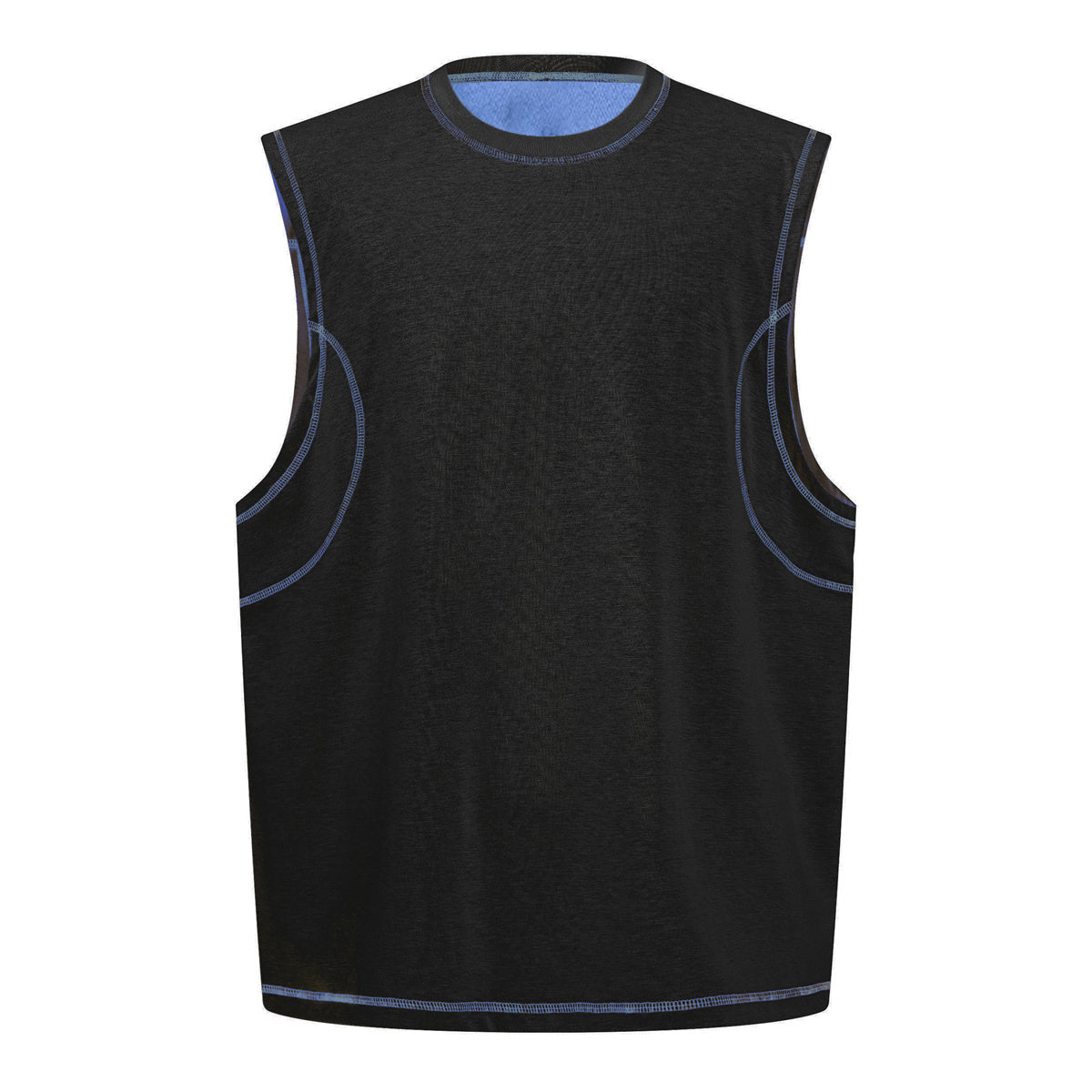 Contrast Stitching Sleeveless Crew Neck Casual Sport Tee