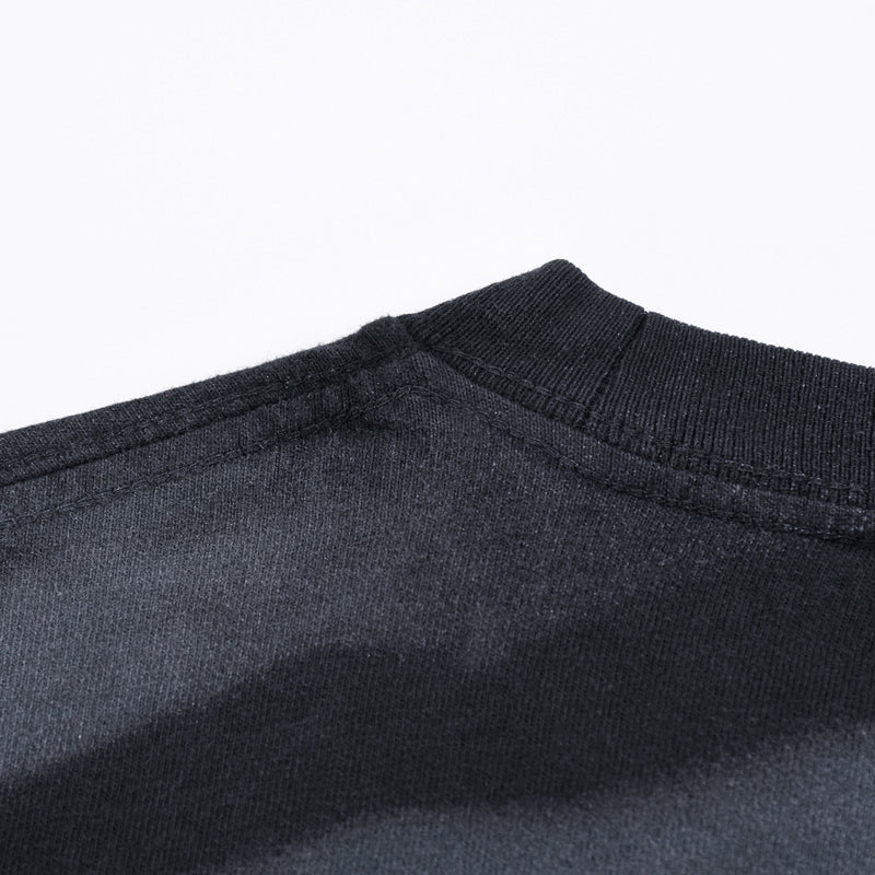 Stripe Tie-Dye Distressed Edge Tee 250gsm