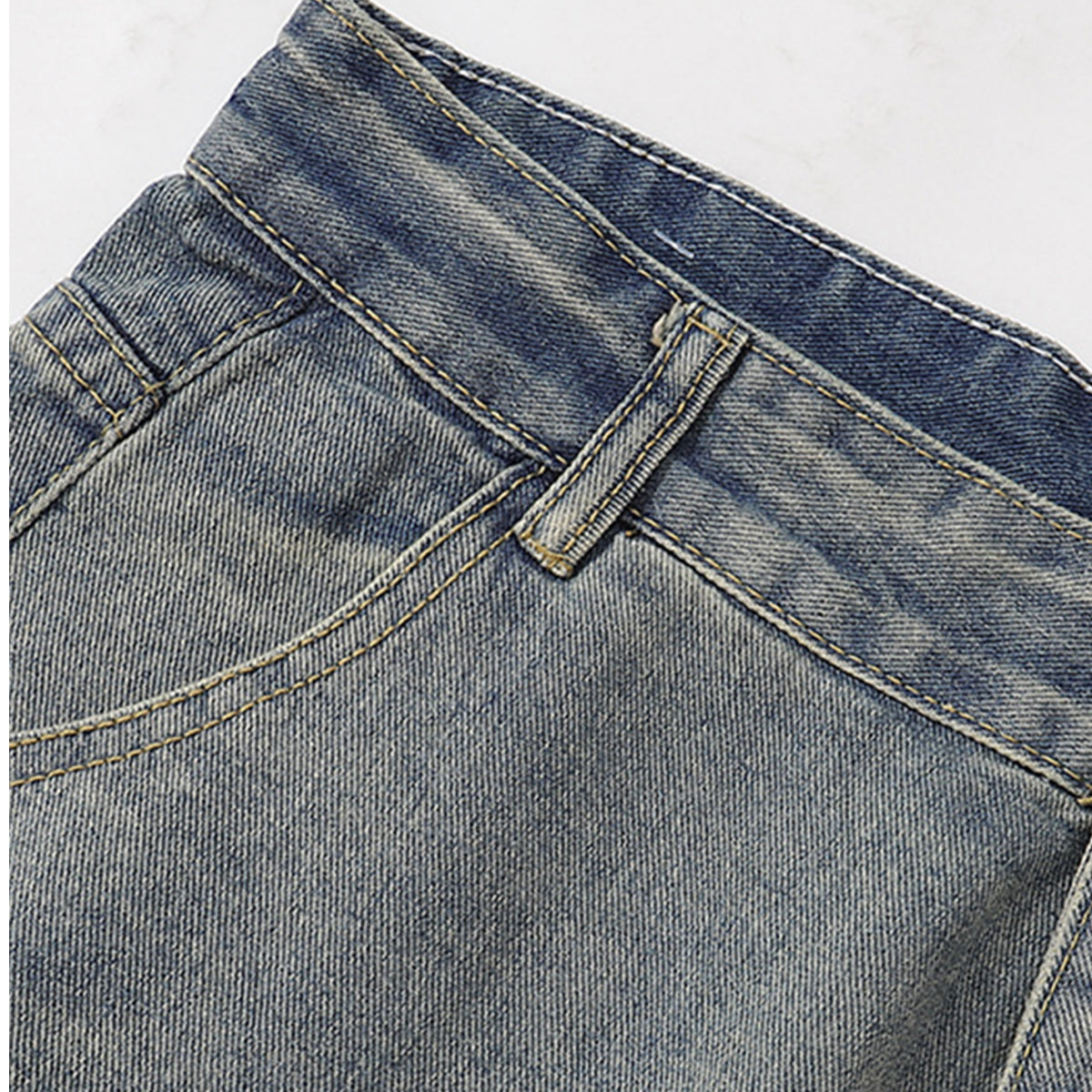 Classic Mid Waist Straight Leg Denim Shorts