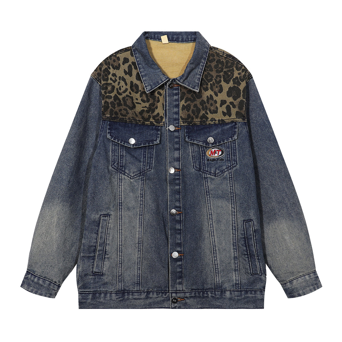 Leopard Patchwork Denim Trucker Jacket