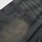 Knee Patch Design Vintage Washed Denim Shorts