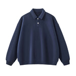 Solid Color Fleece Polo Collar Sweatshirt