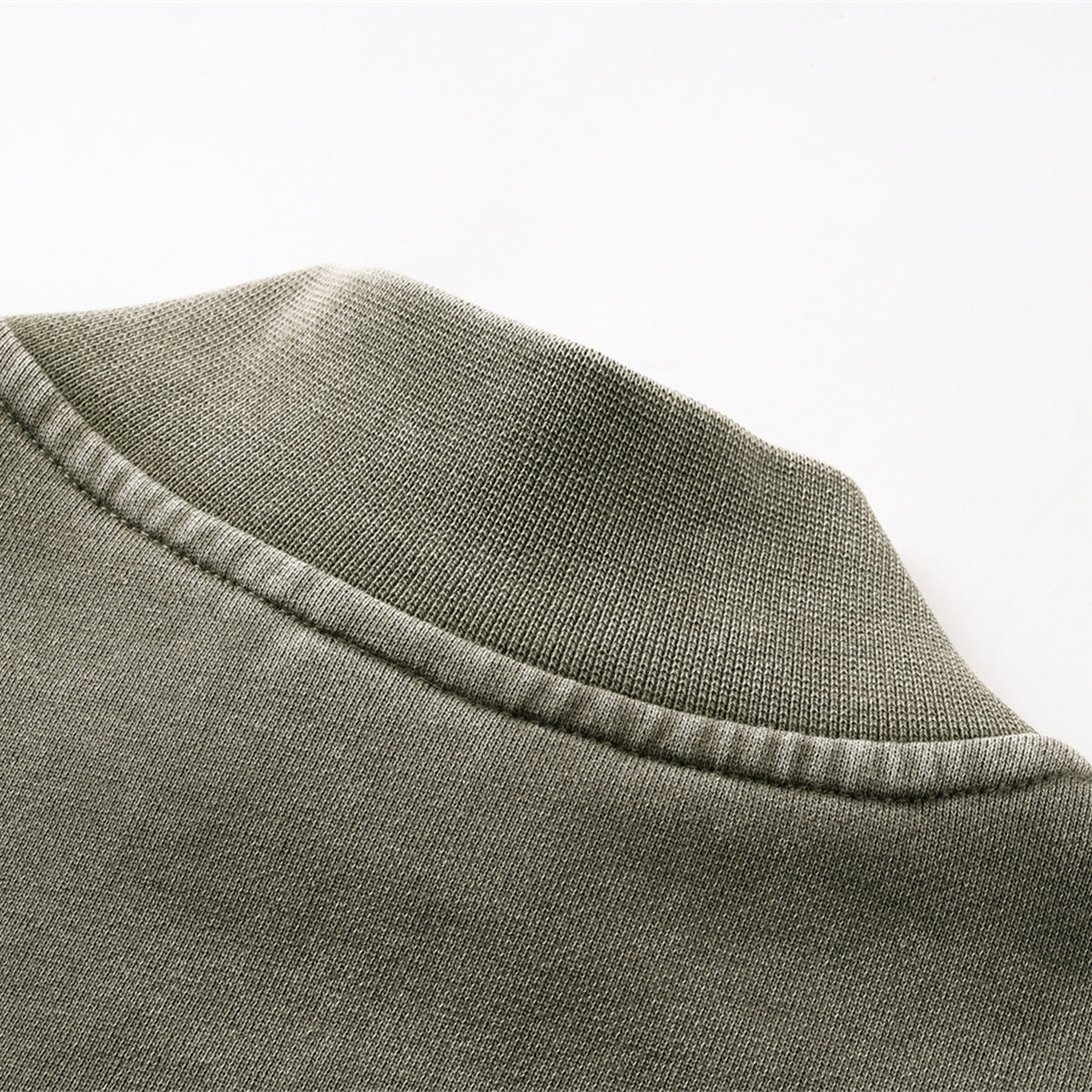 Vintage Zip-Up Ribbed Stand Collar Sweatshirt