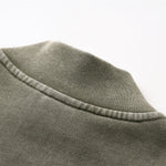 Vintage Zip-Up Ribbed Stand Collar Sweatshirt