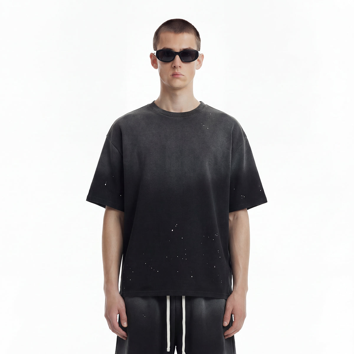 Splatter Dye Washed Distressed Air Mamba Cotton Tee