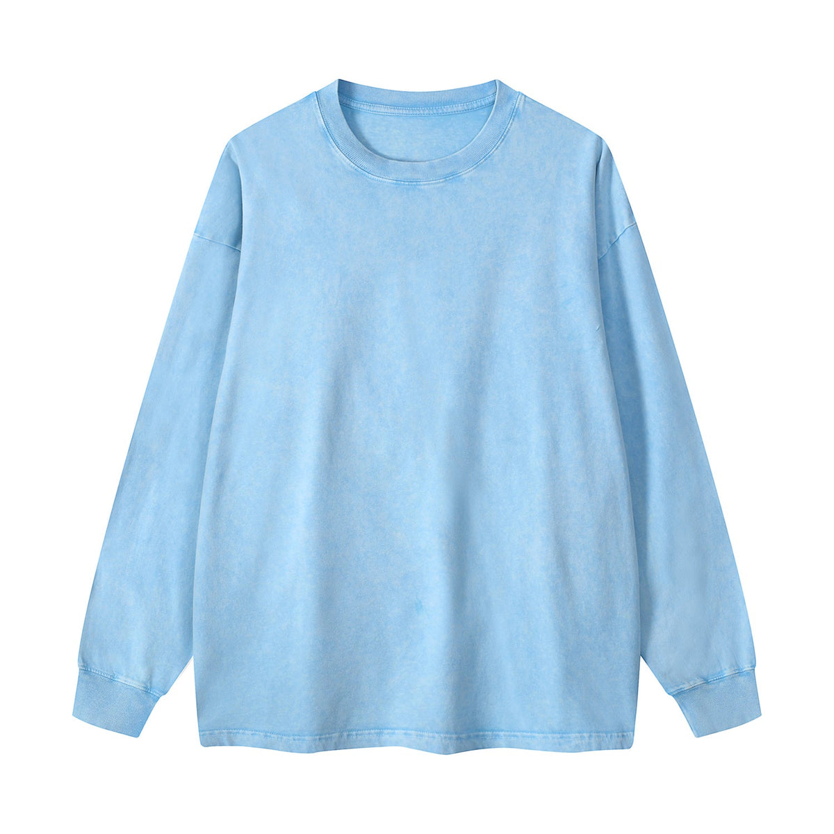 Crew Neck Acid Wash Sweatshirt-INNBLAC Fashion Apparel