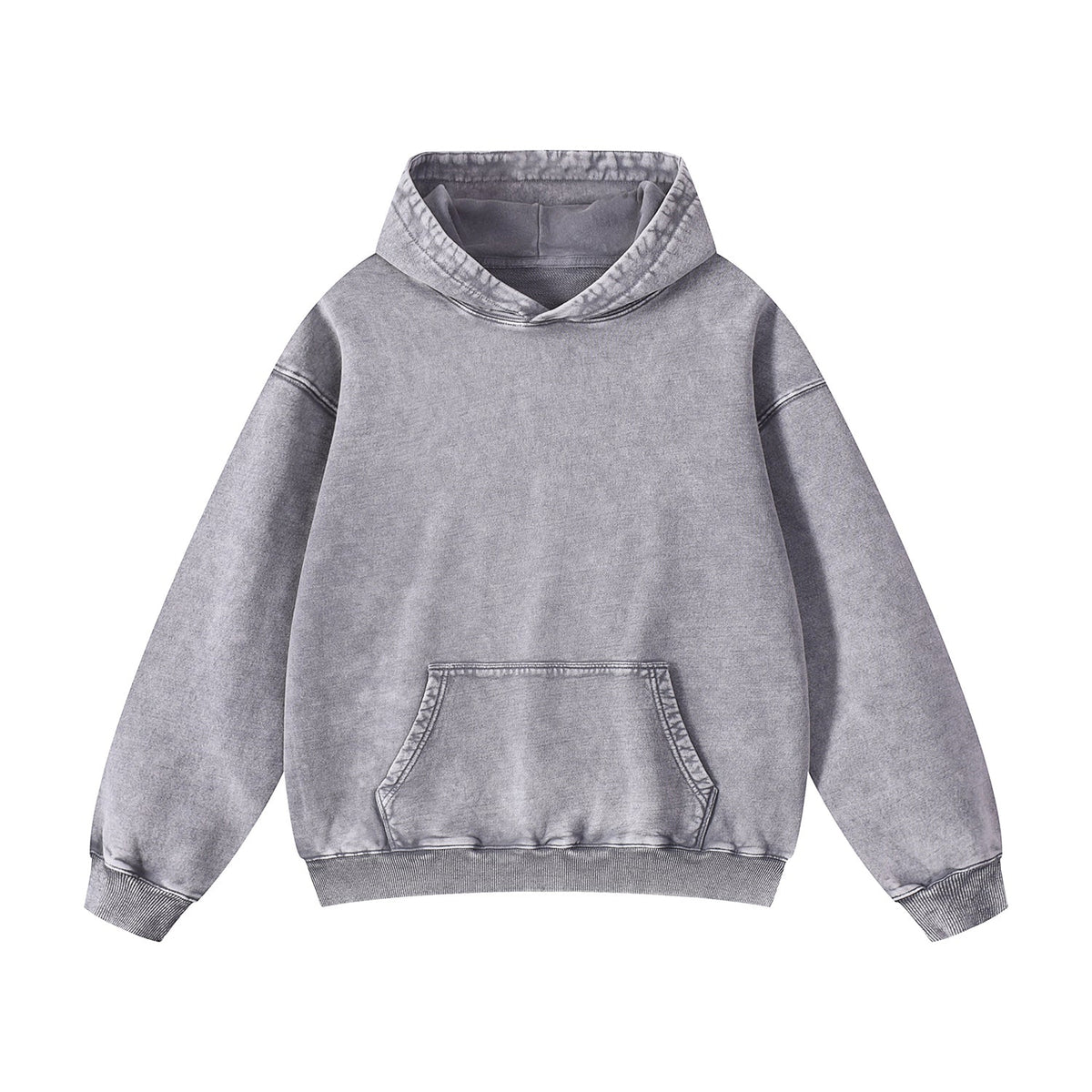 Washed Faded Kangaroo Pocket Hoodie-INNBLAC Fashion Apparel