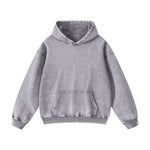 Washed Faded Kangaroo Pocket Hoodie-INNBLAC Fashion Apparel