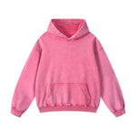 Washed Faded Kangaroo Pocket Hoodie-INNBLAC Fashion Apparel