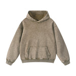 Washed Faded Kangaroo Pocket Hoodie-INNBLAC Fashion Apparel