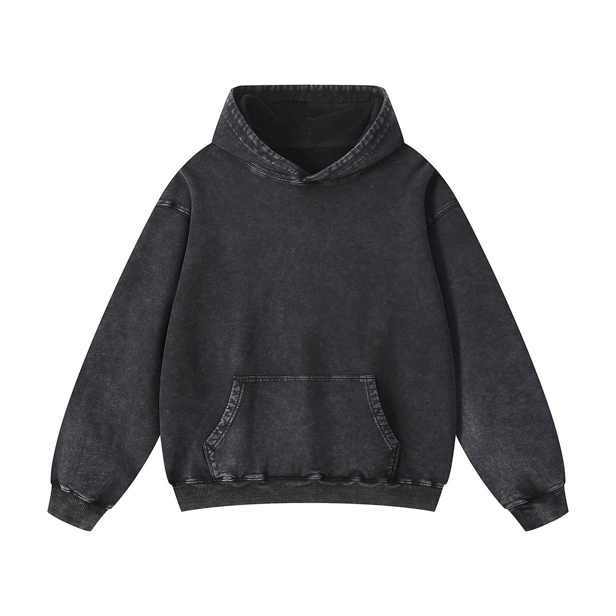 Washed Faded Kangaroo Pocket Hoodie-INNBLAC Fashion Apparel