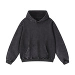 Washed Faded Kangaroo Pocket Hoodie-INNBLAC Fashion Apparel