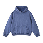 Washed Faded Kangaroo Pocket Hoodie-INNBLAC Fashion Apparel