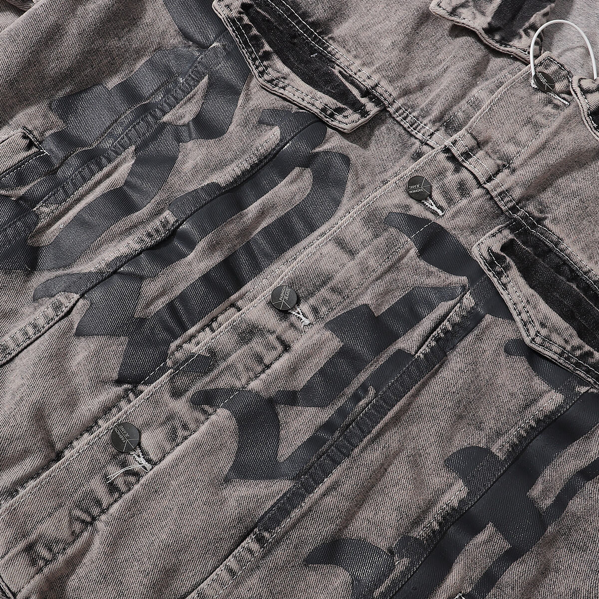 "BODY" Graphic Distressed Denim Jacket