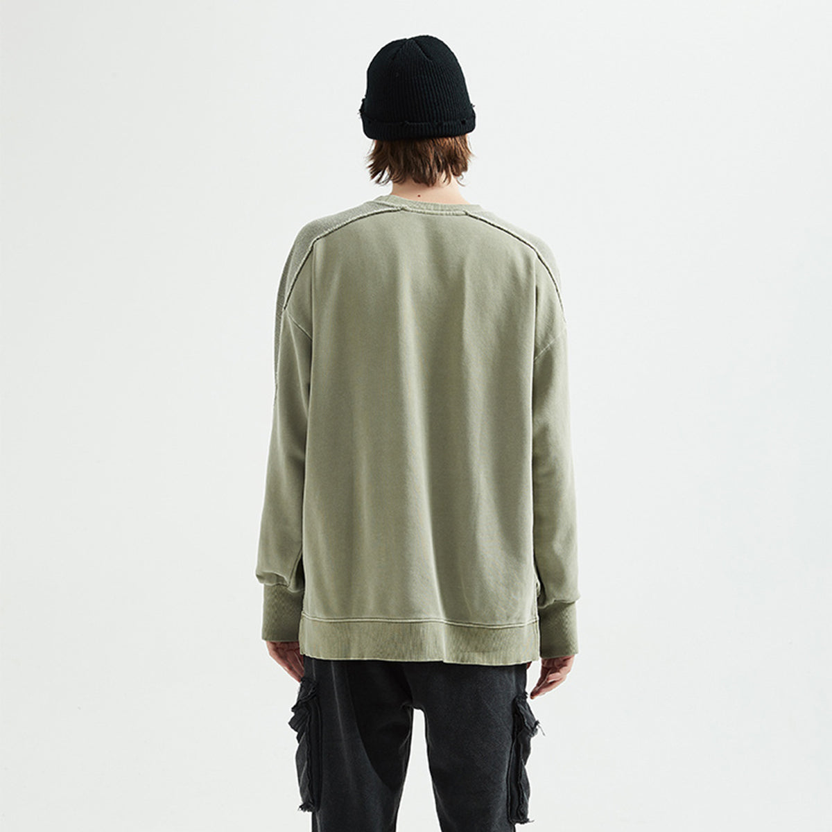 Vintage Washed Ninja Sleeve Split Hem Sweatshirt