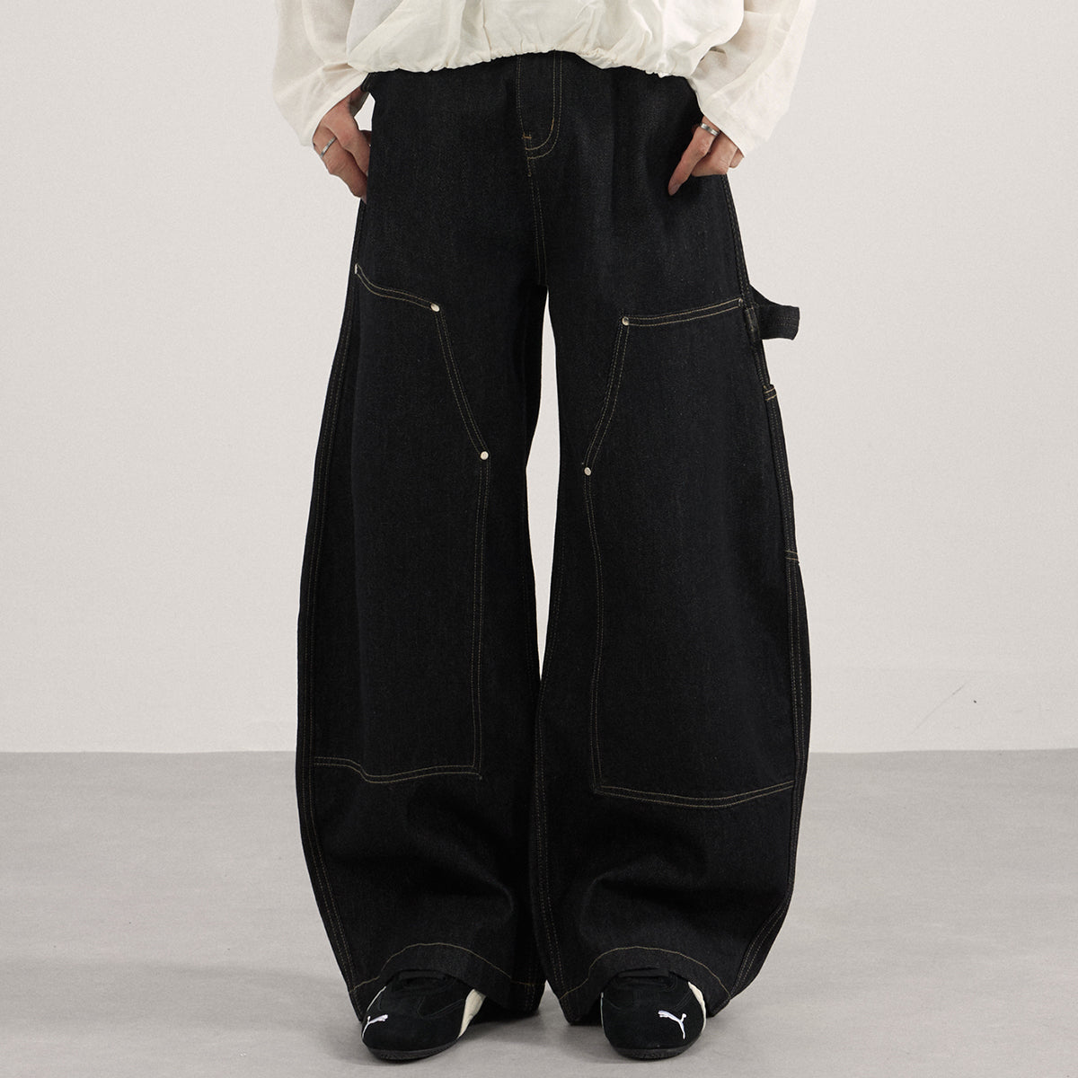 Black Cargo High Waist Wide Leg Jeans