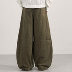 Curved Blade Wide Leg Patchwork Casual Pants