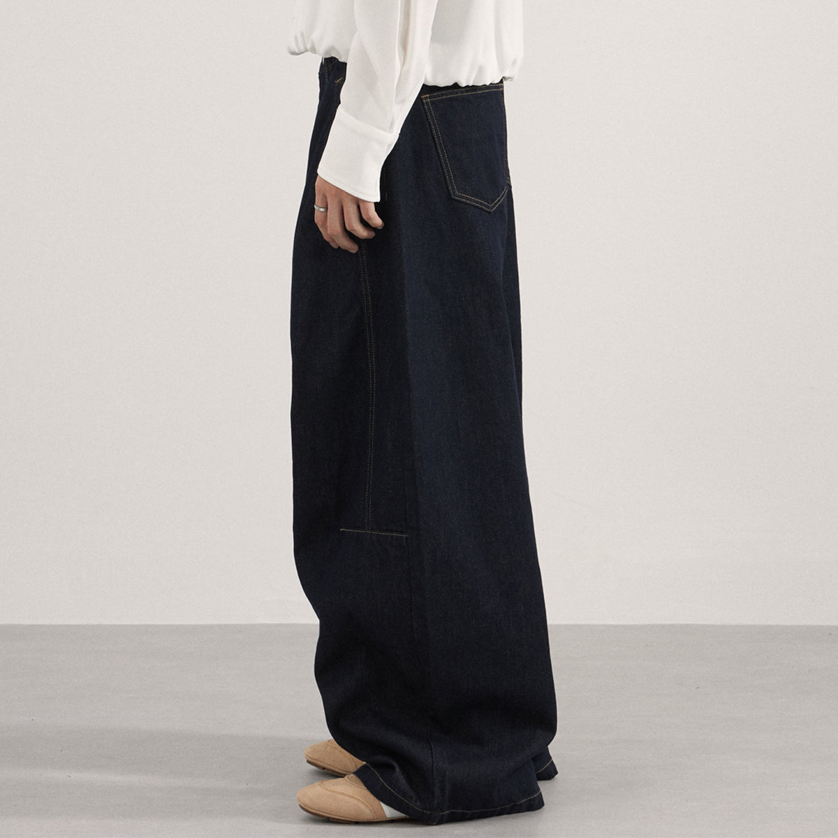 Knife Cut Patchwork High Waist Wide Leg Jeans