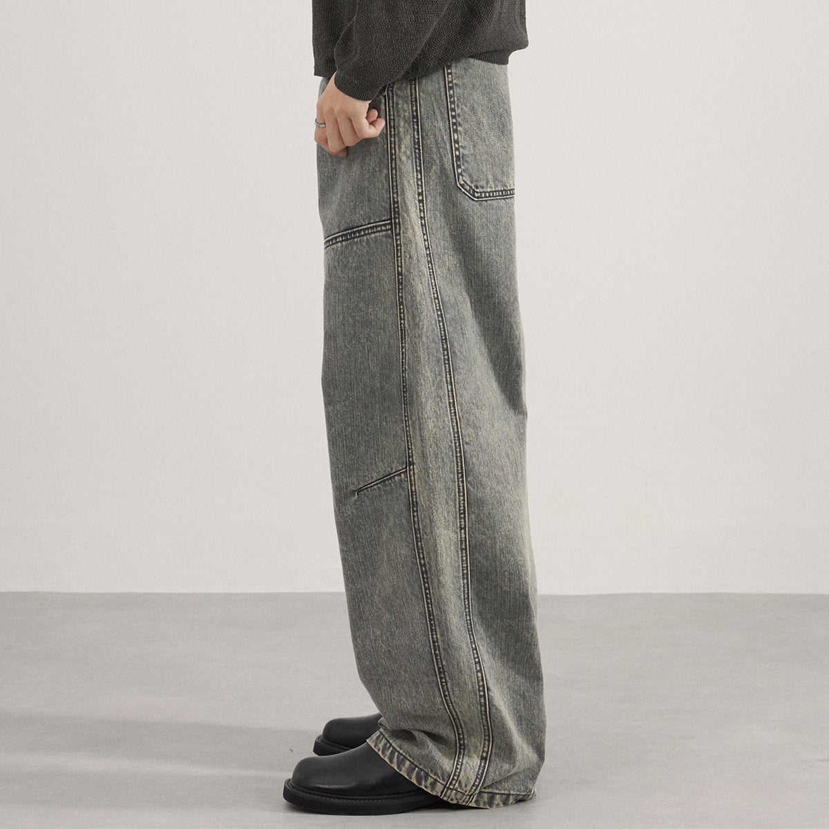 Wide Leg High Waist Distressed Denim Jeans