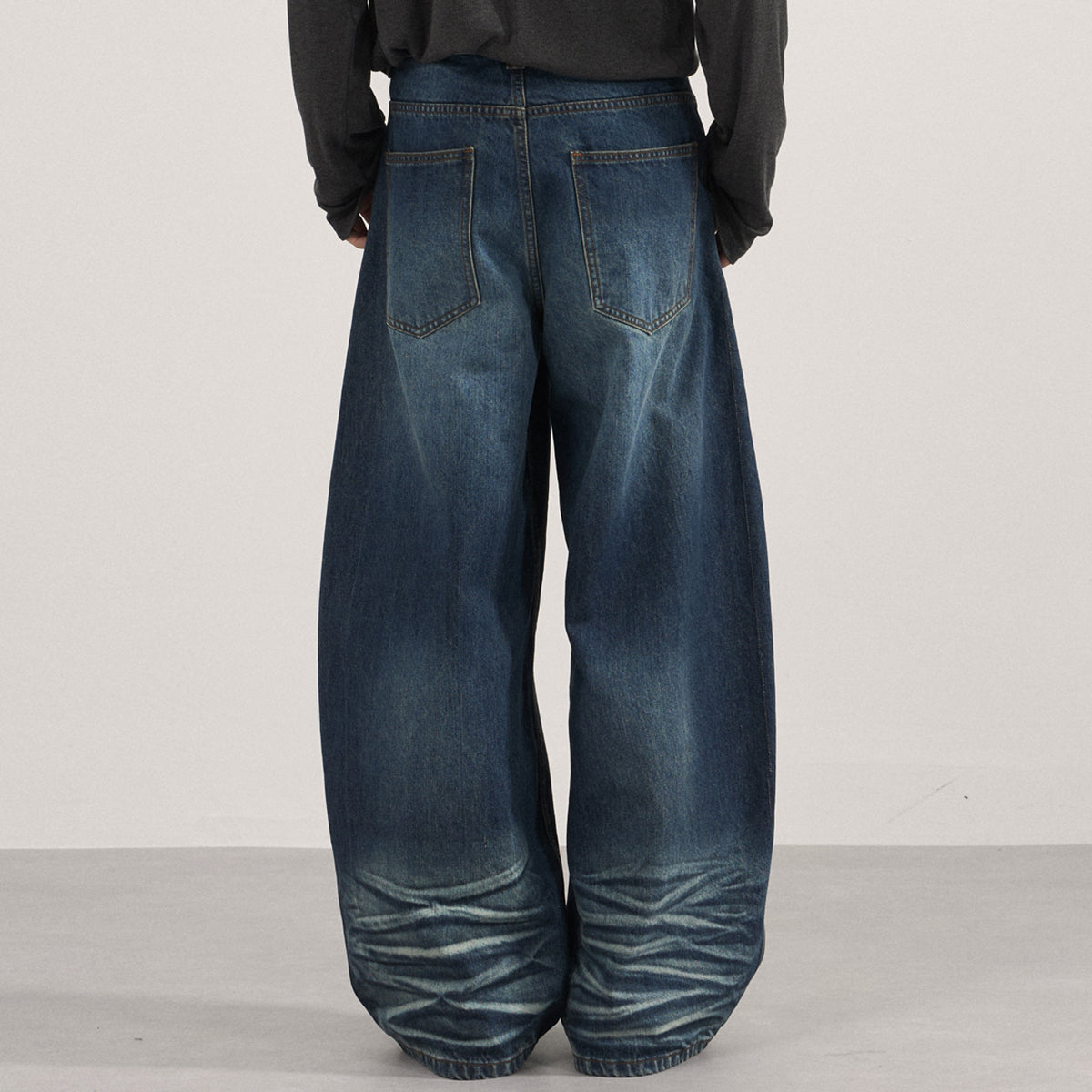 Grunge Dark Wash High Waist Wide Leg Jeans