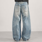 Oversized Pocket Distressed Wide Leg Vintage Jeans