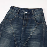 Retro Patchwork Curved Blade Denim Jeans