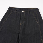 Contrast Stitching Wide Leg Dark Wash Denim Jeans
