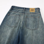 High Waist Pleated Wide Leg Vintage Wash Jeans