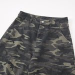 Camo Print Cargo Wide Leg Denim Jeans