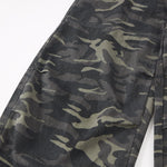 Camo Print Cargo Wide Leg Denim Jeans