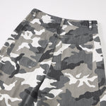 Utility Style Camo Print Wide Leg Cargo Pants