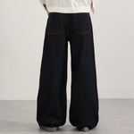 Wide Leg Contrast Stripe Denim Jeans