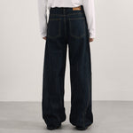Embellished Dark Blue High Waist Wide Leg Jeans