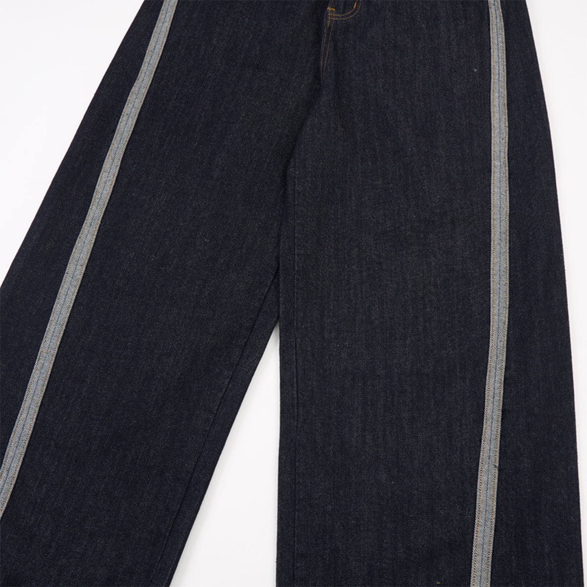 Wide Leg Contrast Stripe Denim Jeans